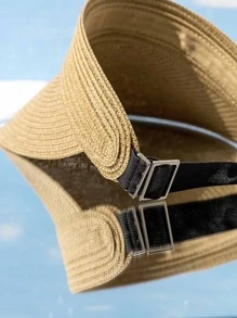 1頂女士可調節扣環純色草帽,戶外防曬休閒帽,適用於春秋旅行、海灘度假,男士y2k風格青年帽波西米亞風 - 卡其色 - 查看 3