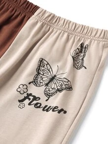 Girls Butterfly & Letter Graphic Cami Top & Two Tone Joggers - Multicolor - View 3