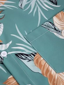 Manfinity Men Tropical Print Shirt & Drawstring Waist Shorts - Multicolor - View 3