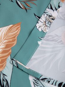 Manfinity Men Tropical Print Shirt & Drawstring Waist Shorts - Multicolor - View 4