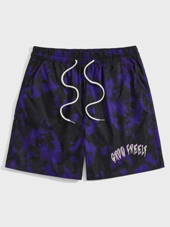 Hombres Shorts con cordón de tie dye