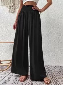 Breezaya Pantalones de pierna ancha de cintura fruncido