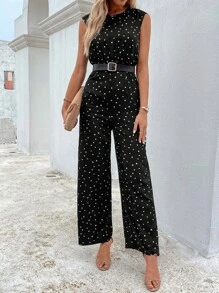 SHEIN Clasi Confetti Heart Print Sleeveless Jumpsuit Without Belt
