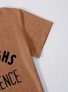 SHEIN LUNE Camiseta con estampado de slogan de cuello redondo