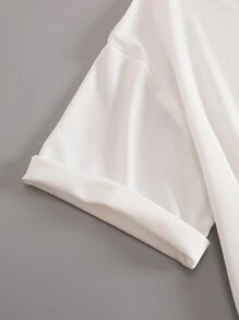 SHEIN EZwear Figure & Slogan Graphic Tee - White - View 3