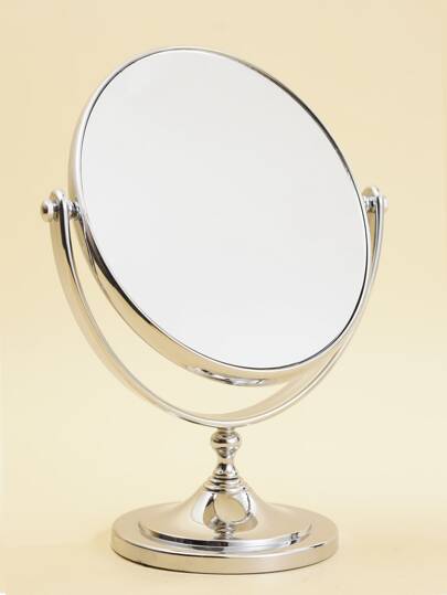 1入組塑料橢圓形銀色桌面化妝台鏡適合所有人