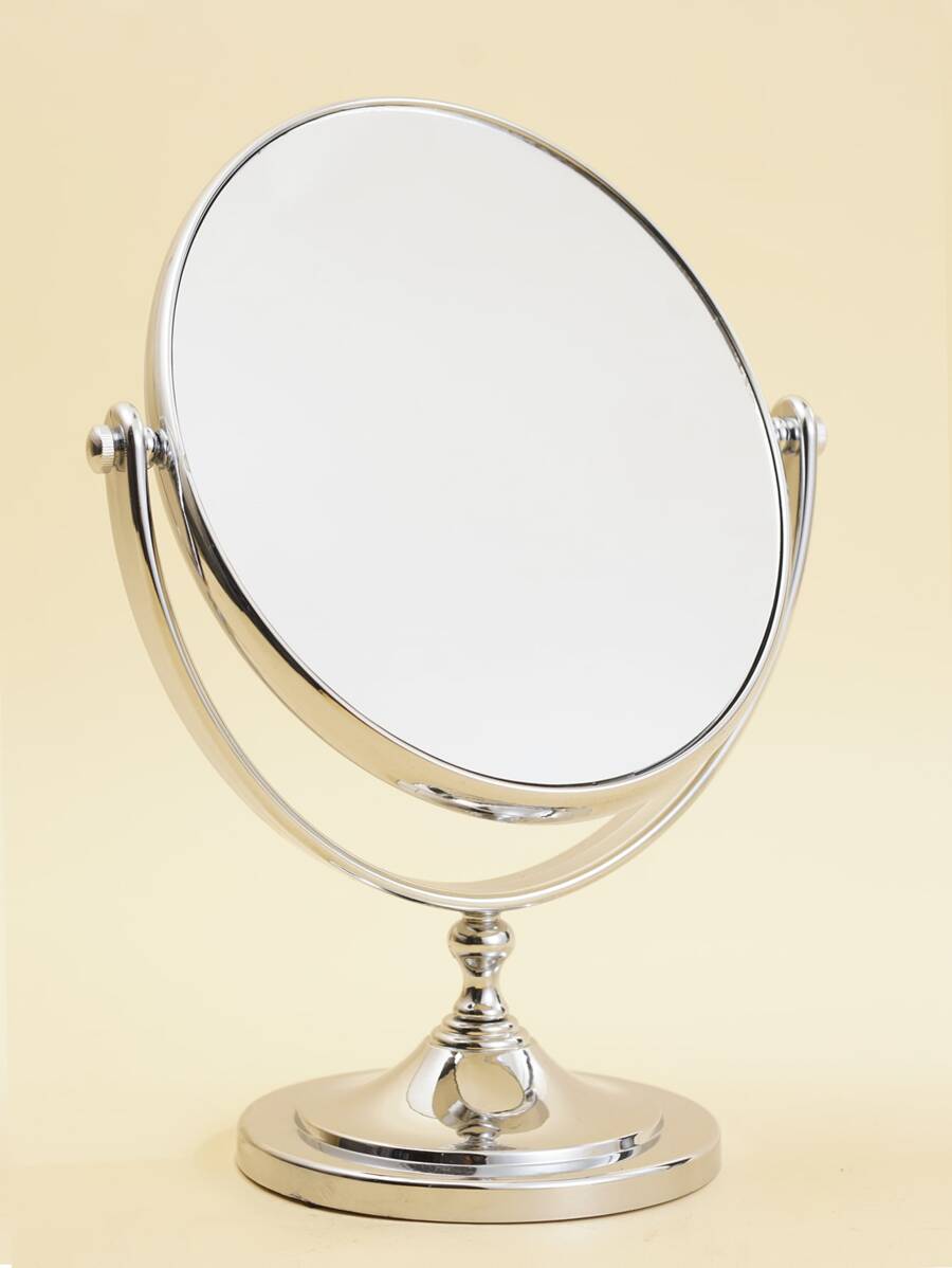 1pc Plastic Oval Silver Desktop Makeup Table Mirror For Everyone,Giveaways,Travel,Cheap Stuff,Travel Essential - Silver - View 1