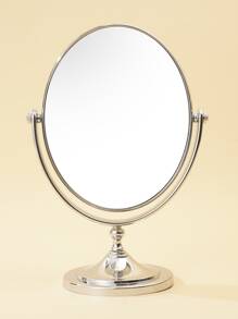 1pc Plastic Oval Silver Desktop Makeup Table Mirror For Everyone,Giveaways,Travel,Cheap Stuff,Travel Essential - Silver - View 2