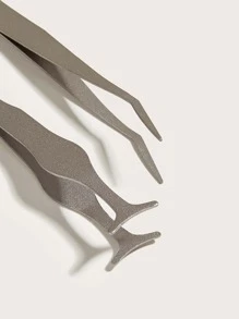 2入組不銹鋼嫁接睫毛輔助帶梳鑷子睫毛輔助 - 銀色 - 查看 4