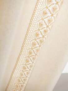 Bubaba 1 件纯色拼布卧室装饰窗帘，波西米亚风北欧休闲亚麻手工钩针镂空遮光窗帘，适合日常使用、婚礼、度假、餐厅、厨房、卧室、咖啡店、健身房、门厅、节日装饰、四季皆宜 - 米色 - 查看 2