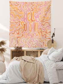 1pc Colorful Abstract Stripe & Letter Printed Tapestry, Flag For Room, Room Decor, Tapestry - Multicolor - View 3