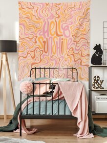 1pc Colorful Abstract Stripe & Letter Printed Tapestry, Flag For Room, Room Decor, Tapestry - Multicolor - View 4