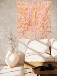 1pc Colorful Abstract Stripe & Letter Printed Tapestry, Flag For Room, Room Decor, Tapestry - Multicolor - View 5