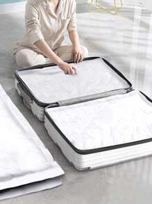 1 pieza Bolsa de vacío PEVA, bolsa de sellado a prueba de humedad, moho y polvo para el almacenamiento de armarios, dormitorios, acolchados, mantas, ropa, decoraciones, decoración de otoño, decoración festiva, decoración de habitación, decoración del hogar, decoración de dormitorio - Blanco - Ver 2