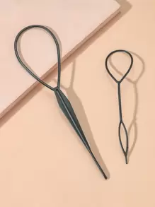 韩式图案发盘丸子头发盘工具佩戴发棒拉发针辫子发饰2件套，返校、旅行度假必备，女士发饰