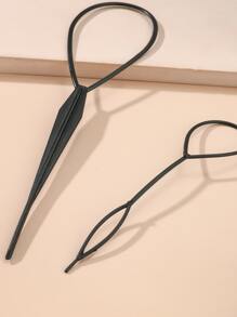 韩式图案发盘丸子头发盘工具佩戴发棒拉发针辫子发饰2件套，返校、旅行度假必备，女士发饰