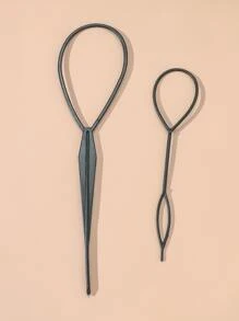 韩式图案发盘丸子头发盘工具佩戴发棒拉发针辫子发饰2件套，返校、旅行度假必备，女士发饰