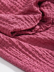 DAZY 泡泡袖紋理襯衫 - 玫紅色 - 查看 5