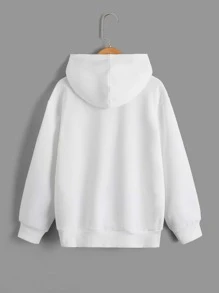 SHEIN 袋鼠口袋青少年男孩休閒連帽衫，適合春季和秋季日常穿著