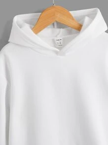 SHEIN 袋鼠口袋青少年男孩休閒連帽衫，適合春季和秋季日常穿著