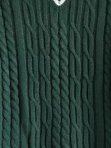 Aesthetic Post Hombres Jersey cricket tejido de cable de hombros caídos - Verde Oscuro - Ver 7