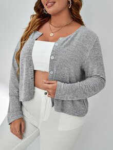 Plus Button Front Jacket