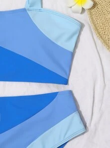 Bộ Bikini Đi Biển Mùa Hè Màu Cà Vạt Vai - Màu xanh lam - Xem 4