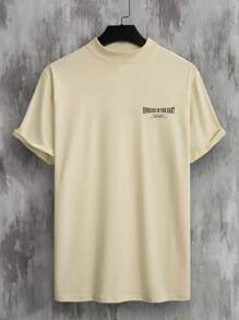 Manfinity Homme Men Japanese Letter & Wave Print Tee - Khaki - View 2