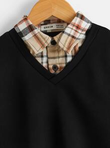 SHEIN Jungen Sweatshirt mit Kontrastkragen