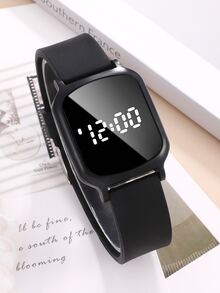 SHAARMS LED Display Square Electronic Watch - Black - View 2