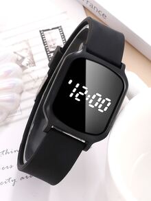 SHAARMS LED Display Square Electronic Watch - Black - View 4