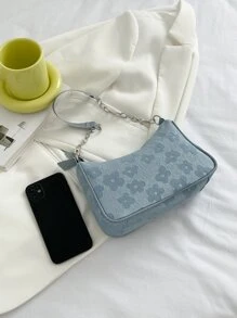 Floral Pattern Chain Decor Bag