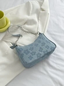 Floral Pattern Chain Decor Bag
