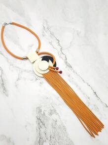 Round & Tassel Decor Necklace - Orange - View 2