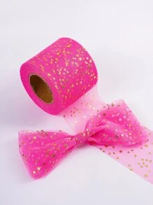 1roll Metallic Star Pattern Gift Wrapping Ribbon - Hot Pink - View 2