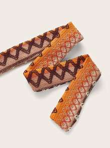 SHEIN MOD Top halter con estampado de cheurón con cordón delantero - Multicolor - Ver 4