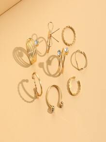 8pcs Bow & Rhinestone Decor Ring Valentines,Mom,Mother,Mother's Day,Gift - Yellow Gold - View 5