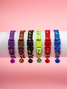 5pcs Random Color Paw Print Pet Collar - Multicolor - View 1