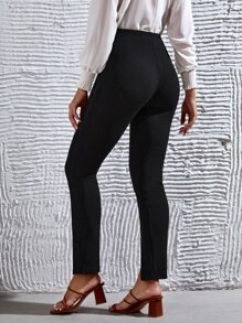 SHEIN Maternity High Waist Split Hem Trousers - Black - View 3