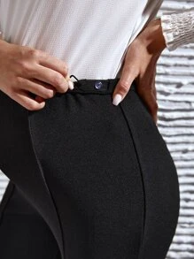 SHEIN Maternity High Waist Split Hem Trousers - Black - View 5