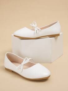 Girls Bow Decor Ballet Flats - White - View 2