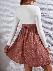 SHEIN Váy Bà bầu Thắt lưng Đồ họa Thanh lịch - Nhiều màu - Xem 3