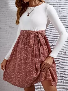 SHEIN Váy Bà bầu Thắt lưng Đồ họa Thanh lịch - Nhiều màu - Xem 5