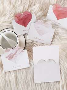 6 张随机金箔心形贺卡、3D 心形明信片、迷你卡片、空白愿望卡、折叠高端祝福留言卡 - 彩色 - 查看 2