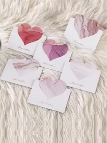 6 张随机金箔心形贺卡、3D 心形明信片、迷你卡片、空白愿望卡、折叠高端祝福留言卡 - 彩色 - 查看 5