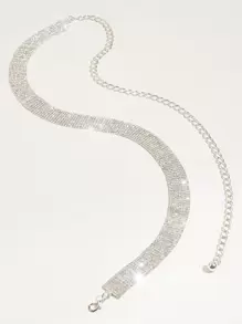 Thắt lưng trang trí đính đá Rhinestone thanh lịch cho tiệc Halloween mùa hè, trường học mùa thu, mùa thu, Halloween - Bạc - Xem 3
