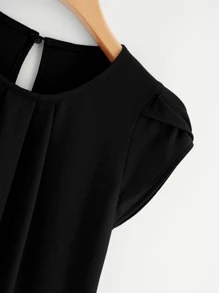 SHEIN LUNE Blusa floral de manga pétalo - Negro - Ver 3