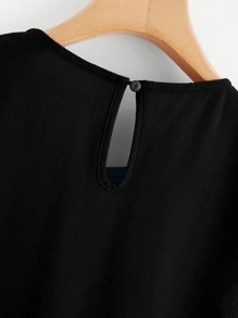 SHEIN LUNE Blusa floral de manga pétalo - Negro - Ver 4