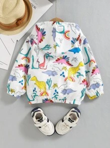 Toddler Girl Jackets Dây kéo Khủng long Giải trí - trắng - Xem 2