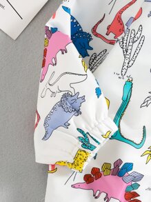 Toddler Girl Jackets Dây kéo Khủng long Giải trí - trắng - Xem 7